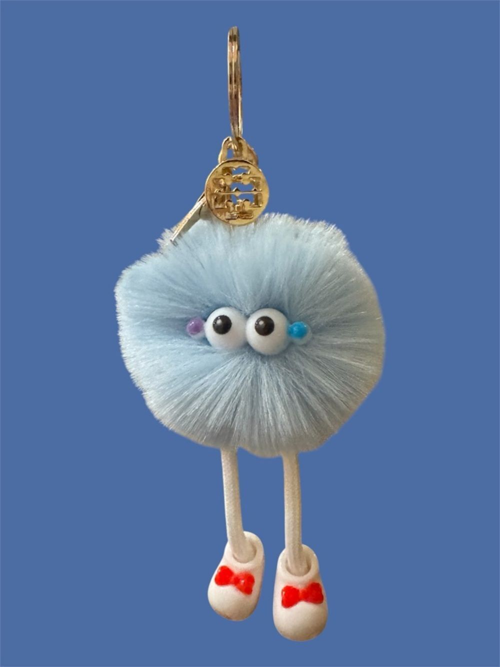 Tory Burch Keychain Bag Charm Azul Pom LuxeLoom Pom Pom